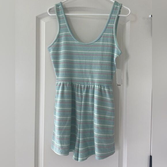 bp Pants - BP Romper Green Mara Stripe Terry Sleeveless Romper NWT - Small It has pockets!
